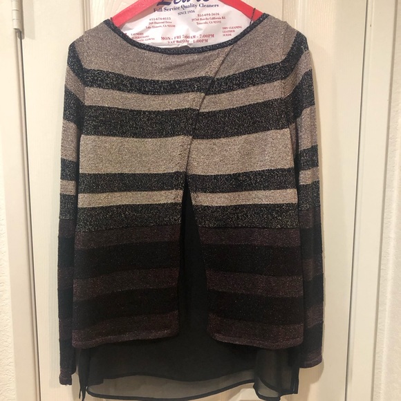 WHBM Metallic top with sheer underlay - Picture 2 of 4